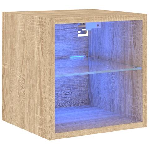Mobile Tv A Parete Con Luci Led Rovere Sonoma 30x28,5x30 Cm - Foto 2
