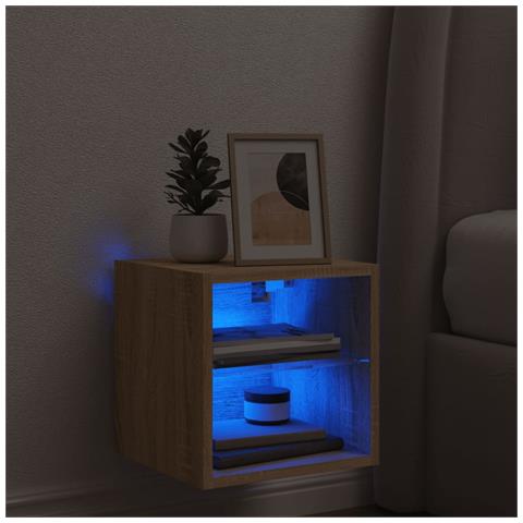 Mobile Tv A Parete Con Luci Led Rovere Sonoma 30x28,5x30 Cm - Foto 3