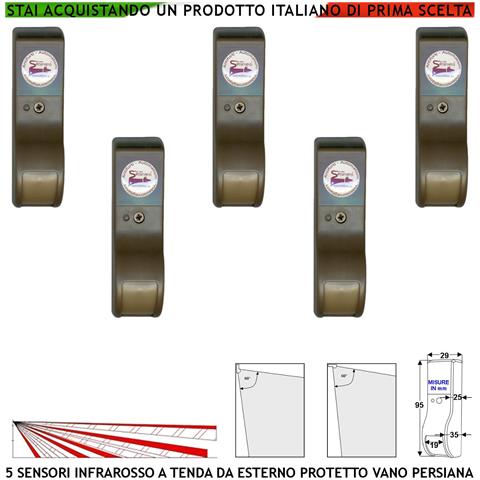 Infrarosso Dual Pir Tenda Esterno Protetto Cinque Sensori Marroni Rilevano Intruso Inviano Allarme Portata 8 Mt 60° Ve - Foto 1