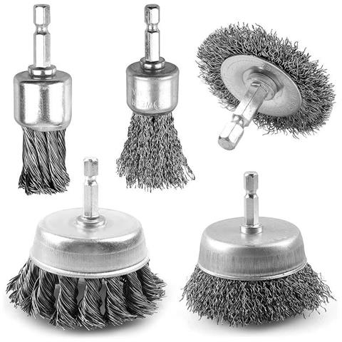 Set Versatile Di 5 Spazzole Metalliche In Acciaio Inossidabile Per Trapano - Foto 1