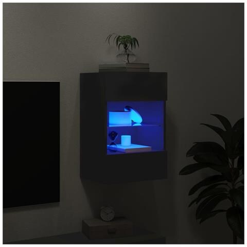 Mobile TV a Parete con Luci LED Nero 40x30x60,5 cm - Foto 2