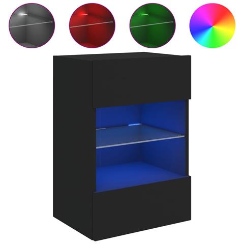 Mobile TV a Parete con Luci LED Nero 40x30x60,5 cm - Foto 1