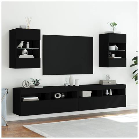 Mobile TV a Parete con Luci LED Nero 40x30x60,5 cm - Foto 10