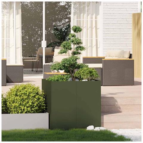 Fioriera Verde Oliva 80x80x80 Cm In Acciaio - Foto 3