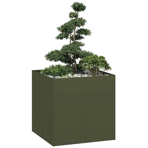 Fioriera Verde Oliva 80x80x80 Cm In Acciaio - Foto 1