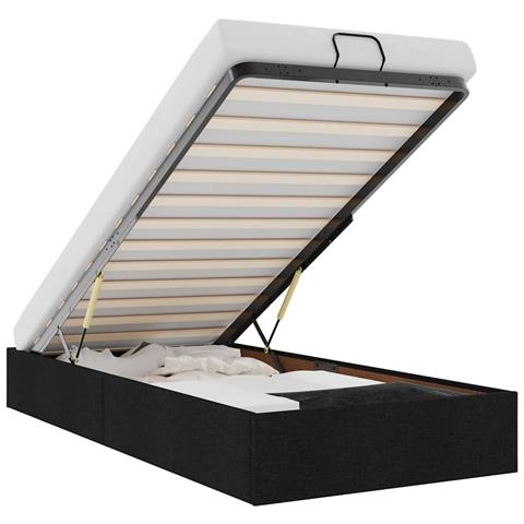 Struttura Letto Pouf Senza Materasso Nero 100x200 Cm In Tessuto - Foto 2