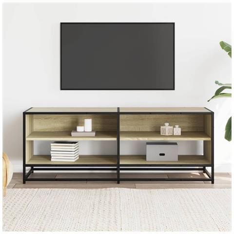 Mobile Tv Rovere Sonoma 120,5x40x46cm Legno Multistrato Metallo - Foto 3
