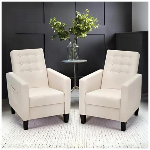 Poltrona Malea Recliner 4 Punti Massaggianti In Tessuto Beige - Foto 1