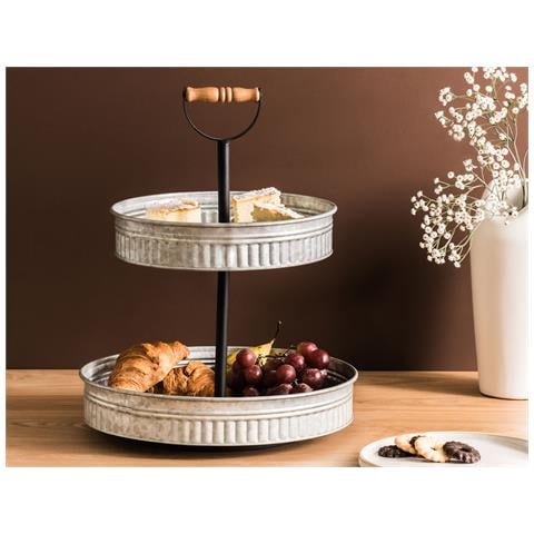 Alzata Per Dolci A 2 Ripiani Argento Kouign - Foto 1