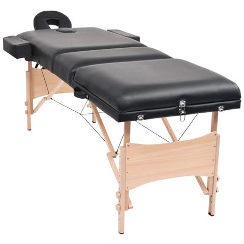 Lusso Casadino -  Set Lettino Massaggio Pieghevole 3 Zone 10 Cm E Sgabello Nero - Foto 1