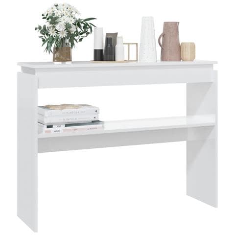 Lusso Casadino -  Tavolino Consolle Bianco Lucido 102x30x80 Cm Legno Multistrato - Foto 2