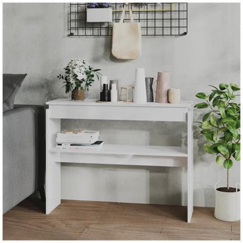 Lusso Casadino -  Tavolino Consolle Bianco Lucido 102x30x80 Cm Legno Multistrato - Foto 7