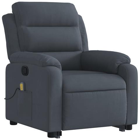 Poltrona Alzapersona Reclinabile Grigio Scuro In Velluto - Foto 2