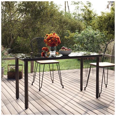 Tavolo Pranzo Giardino Nero200x100x74 Acciaio e Vetro Temperato - Foto 2