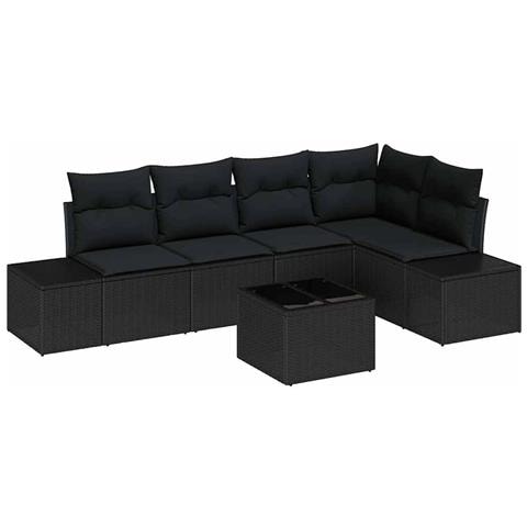 Set divano da giardino 6 pezzi con cuscini beige polyrattan - Foto 1