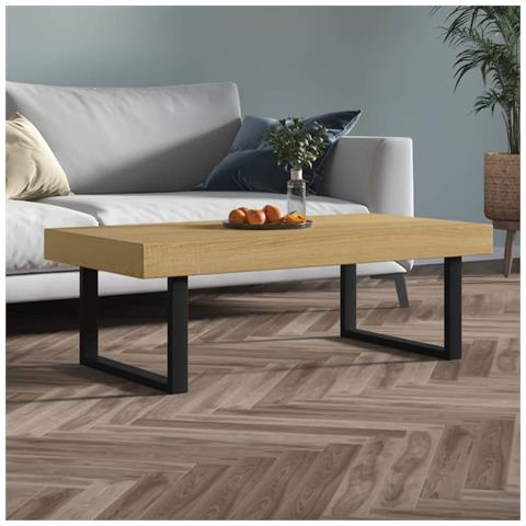 Tavolino Salotto Marrone Chiaro E Nero 120x60x40 Cm Mdf E Ferro - Foto 6