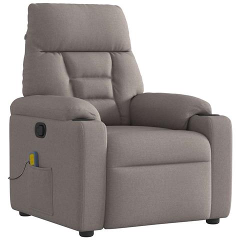 Poltrona Massaggiante Reclinabile Tortora in Tessuto - Foto 1