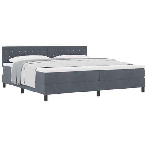 Letto a Castello con Materasso Grigio Scuro 200x200 cm Velluto - Foto 1
