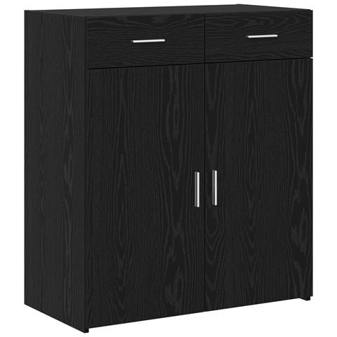 Armadio da stoccaggio Rovere Nero 80x42.5x93.5 cm Legno ingegnerizzato - Foto 1