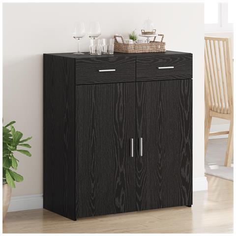 Armadio da stoccaggio Rovere Nero 80x42.5x93.5 cm Legno ingegnerizzato - Foto 2