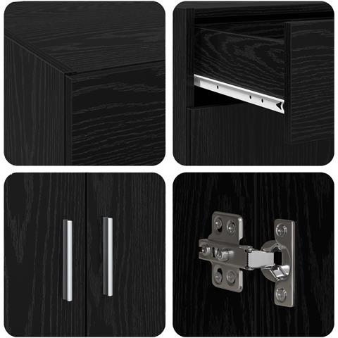 Armadio da stoccaggio Rovere Nero 80x42.5x93.5 cm Legno ingegnerizzato - Foto 9