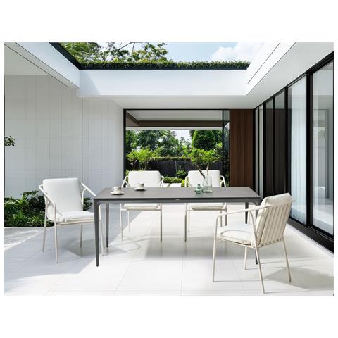 Tavolo Da Pranzo Da Giardino Sovareto 180 Cm 90 Cm Effetto Pietra Grigio Scuro - Foto 1