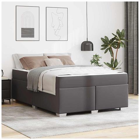 Struttura del letto Grigio 140 x 200 cm Pelle sintetica - Foto 2