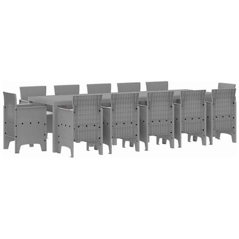 Set da Pranzo per Giardino 13 pcs Grigio chiaro Poly Rattan - Foto 1