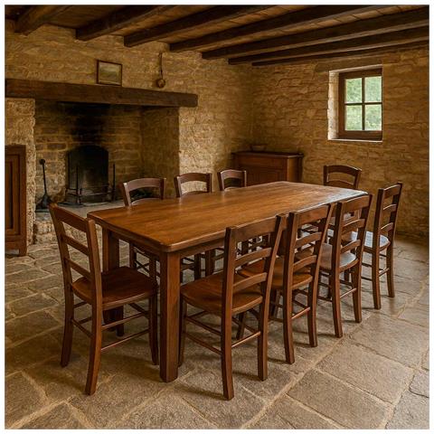 Sedia Paesana Da Sala Da Pranzo In Tinta Noce Scuro Con Seduta In Legno Massello - Foto 2