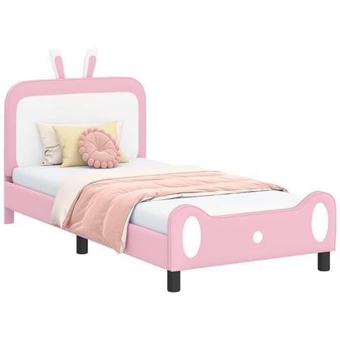 Struttura letto bambini con testata Rosa 90 x 200 cm PU - Foto 1