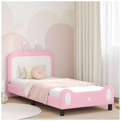 Struttura letto bambini con testata Rosa 90 x 200 cm PU - Foto 2