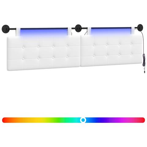 Testiera sospesa Con luce LED Bianco Tessuto - Foto 1