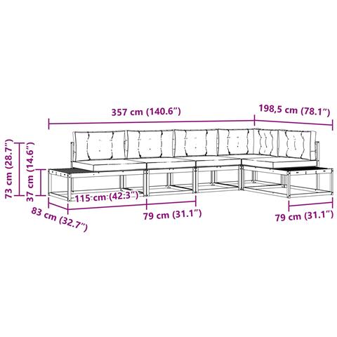 Set di divani da esterno Bianco 357 x 198,5 x 73 cm Poliestere - Foto 9