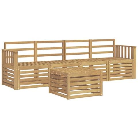 Set di divani da esterno 5 pcs Bianco Legno di Acacia Massello - Foto 1