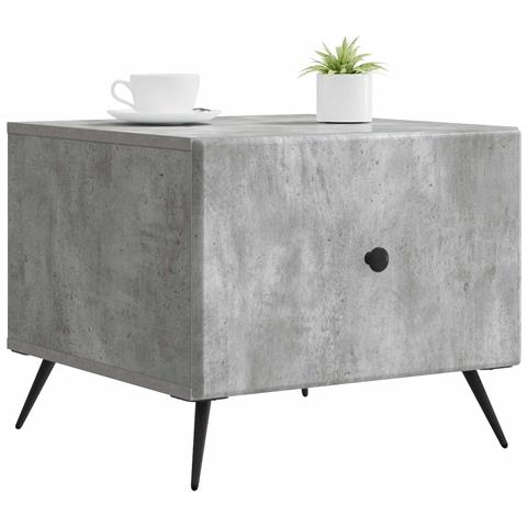 Tavolino da salotto con cassetto Grigio Cemento 49 x 50 x 40 cm - Foto 2