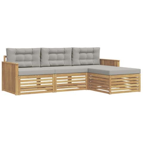 Set di divani da esterno 4 pcs Bianco e Grigio Chiaro - Foto 1