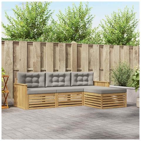 Set di divani da esterno 4 pcs Bianco e Grigio Chiaro - Foto 2