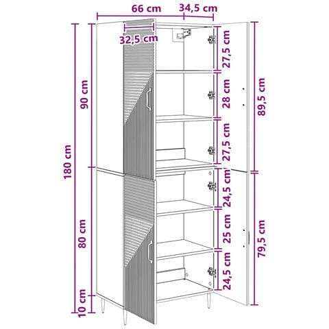 Set di armadi 2 pcs 66 x 34,5 x 89,5 cm Legno ingegnerizzato - Foto 9