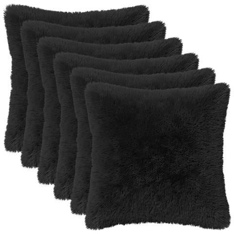 Cuscino con cuscino HEERLEN 6 pz Nero Fleece PV - Foto 1