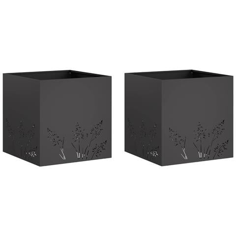 Vaso da giardino 2 pz Nero 50 x 50 x 49 cm - Foto 1