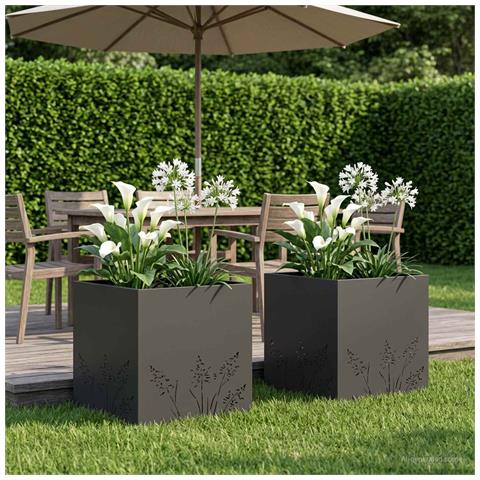 Vaso da giardino 2 pz Nero 50 x 50 x 49 cm - Foto 2