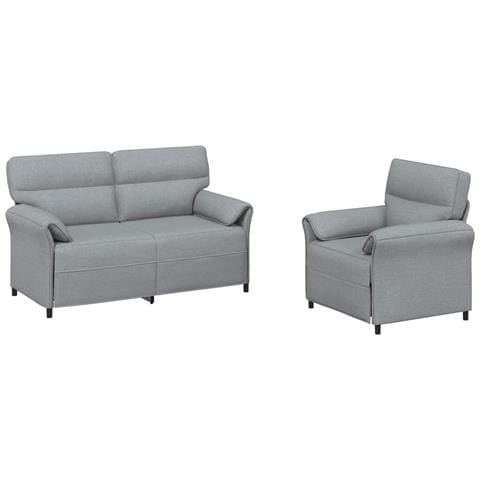 Set di divani 2 pz Grigio Chiaro Tessuto - Foto 1