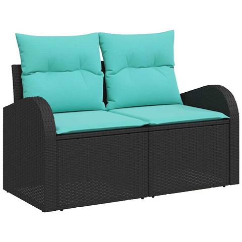Set Divano da Giardino 6 pz Nero Rattan in Polipropilene - Foto 10