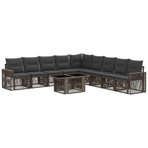 Set Divano da Giardino 10 pz Grigio e Grigio Scuro polyrattan - Foto 1