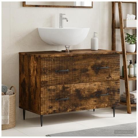 Armadio per Lavabo da Bagno HAARLEM Rovere Fumo - Foto 2
