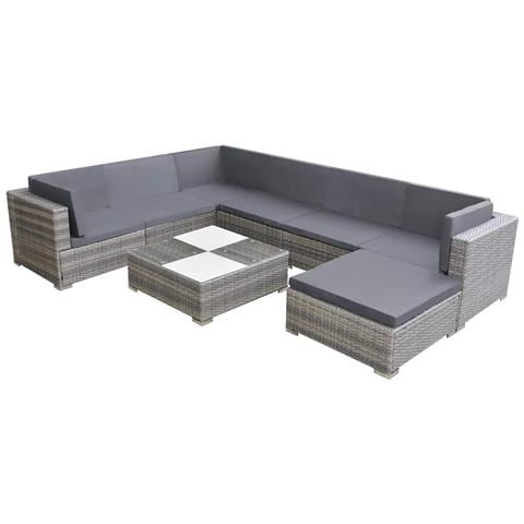 24 Pz Set Mobili Da Giardino In Polirattan Grigio - Foto 1