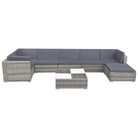 24 Pz Set Mobili Da Giardino In Polirattan Grigio - Foto 6