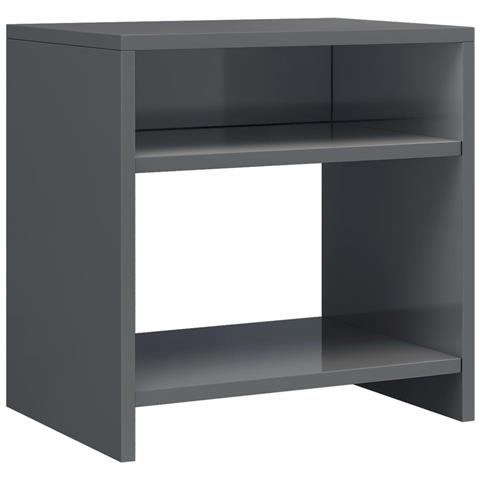 Comodino Grigio Lucido 40x30x40 cm in Legno Multistrato - Foto 2