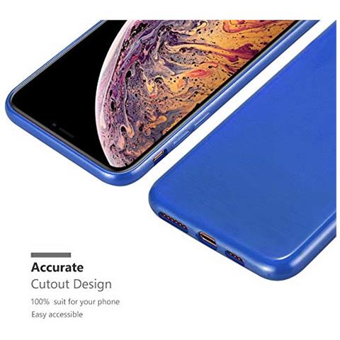 Custodia Compatibile Con Apple Iphone Xs Max In Blu - Coperchio Protettivo In Silicone Tpu Flessibile Con Design Spazzolato - Foto 2