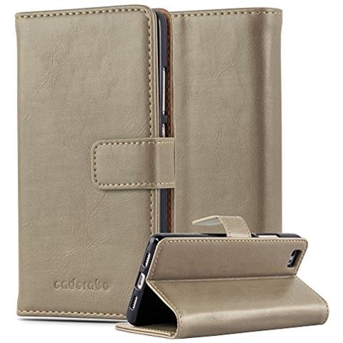 Custodia Compatibile Con Huawei P8 Lite 2015 In Marrone Cappuccino - Coperchio Protettiva Con Chiusura Magnetica, Funzione Stand E Tasca Per Le Carte - Foto 1